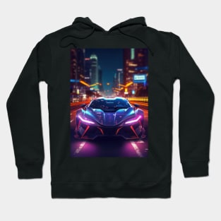 Asian Neon City Sports Car Hoodie